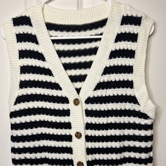 Black and White Striped Button-Down Knit Dress - Picture 2 of 5